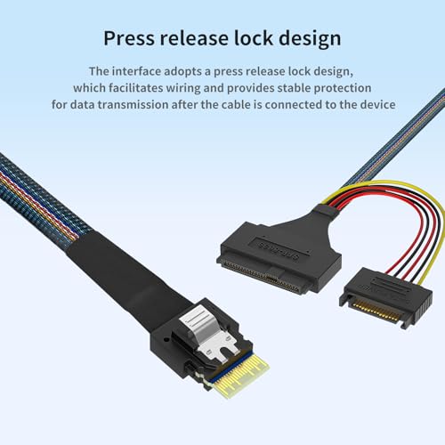 Cable adaptador SFF8654 4i a SFF8639 + SATA 0.8m PCIe 4.0 miniatura 5