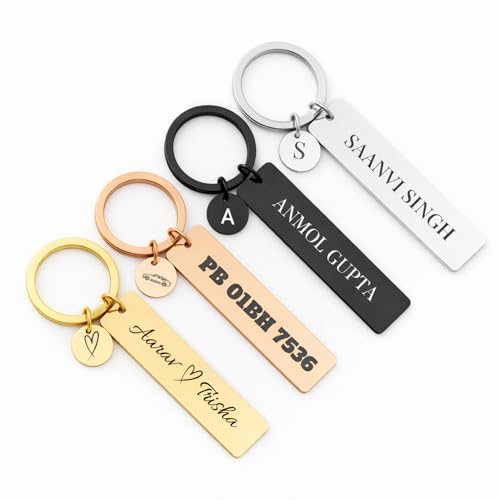 Image of Premium Customized Metal Keychain | Personalized Name Engraved Keychain for Car & House Keys | Stylish Stainless Steel Gift for Men & Women