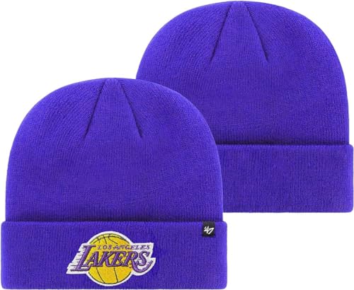 47 NBA Unisex-Adult Primary Logo Cuffed Knit Primary Logo Team Color Beanie Hat Cold Weather Hat One Size (Los Angeles Lakers Purple)