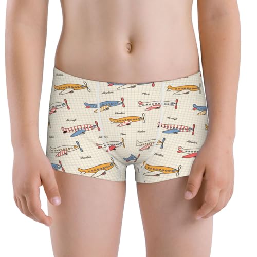 Boys' Cotton Boxer Brief Soft Underwear-Striped Vintage Planes