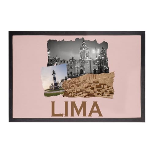 Paillasson rose Lima Pérou finition soignée tapis 75x50cm