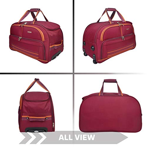Image of Murano Odyssey 20 inch Polyester Lightweight Duffel Bag with High Quality Roller Wheels (Maroon, 52 L)