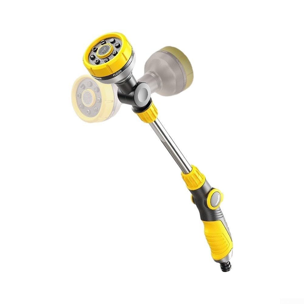 Varita de riego de aleación de zinc resistente, cabezal de pulverización ajustable de 180 grados, control de pulgar de 10 patrones, mango ergonómico de TPR que se adapta a mangueras de jardín de 34