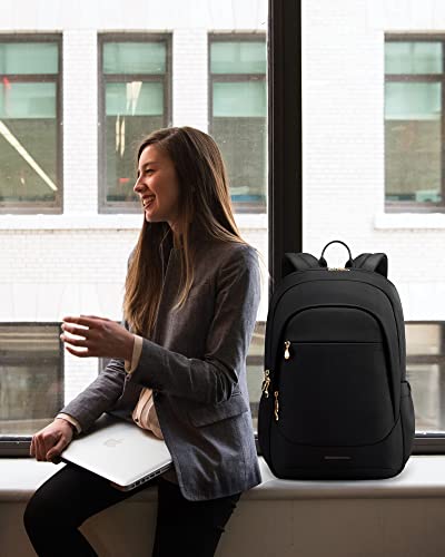 LIGHT-FLIGHT-Travel-Backpack-for-Women-156-Inch-Laptop-Backpack-with-USB-Charging-Hole-Water-Resistant-College-Bookbag-Large-Capacity-Black-Computer-Backpacks-for-Work-Black