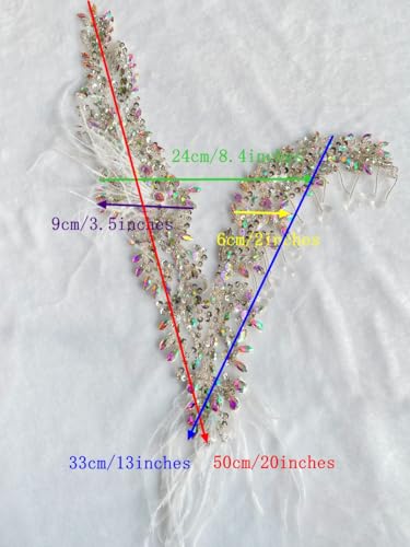 Applique à coudre plume strass pour création robe mariée AB - 8