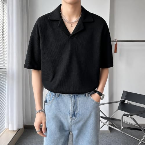 Image of Waffle (Cotton) Men t-Shirts Classic Short Sleeve Lightweight Summer Wear Casual Oversized t Shirt for Men