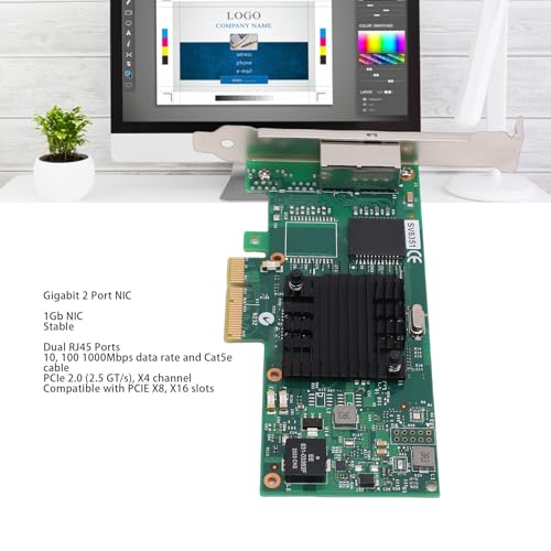 EBTOOLS Tarjeta de Red Gigabit de 2 Puertos con Chip I350-T2, 1Gb, con Puertos Dual RJ45, PCI Express 2.0 X4, para Windows 7/8/10/11 miniatura 2