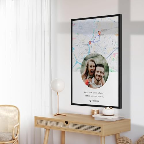 Image of Ritwika's Personalized Picture Frame With Long Distance Map - Customize Your Photo, Message, Place And Song | For Couples and Friends | In Two Size 9.5 x 13.5 & 13.5 x 19.5 Inch, Set of 1