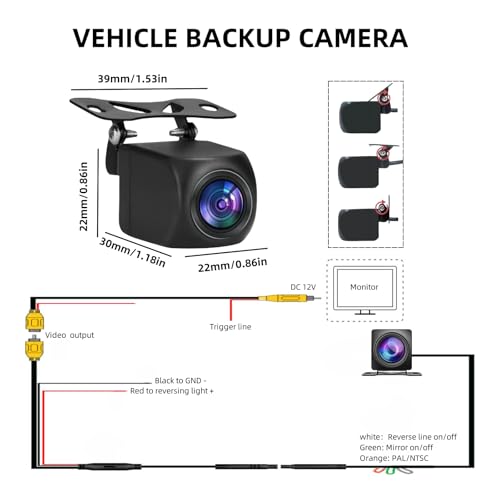Image of AHD Vehicle Backup Camera for Car, Rear View Camera IP68K Waterproof Wide Angle Super Night Vision Reversing Camera for Trunk