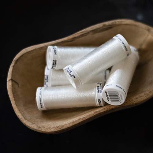 Korbond White Transparent Thread- 1000m Thread - 5 x 200m Spools  Colour Blend with Light Fabrics- Ideal for Embroidery, Repairs, Crafting, Beading Hand Sewing, Quilting, Sewing Machine