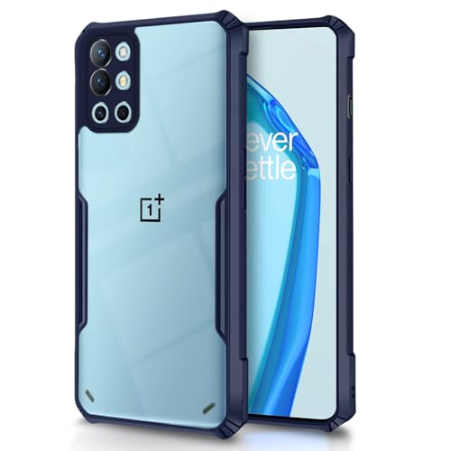 Image of Outlouders Back Cover for OnePlus 9R 5G | Ultra Hybrid Transparent | Full Camera Protection | Raised Edge | Crystal Clear Bumper Case (Blue)
