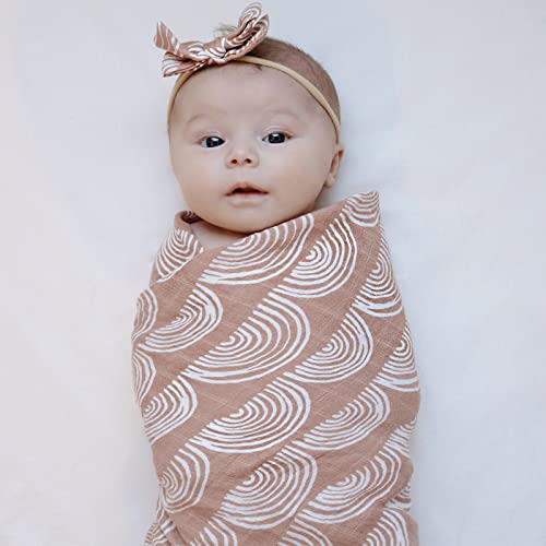 Lifetree Newborn Swaddle Set With Matching Hat And Bow, Wooden Birth Announcement Card, Muslin Baby Swaddle Blankets For Boys & Girls, Boho Rainbow Receiving Blankets #TOP7