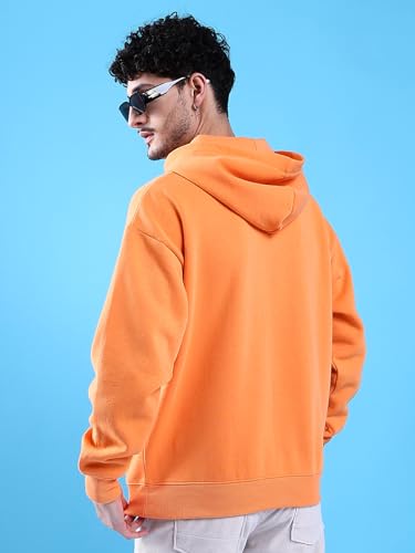Image of The Indian Garage Co Men Regular Fit Solid Overhead Hooded Sweatshirt
