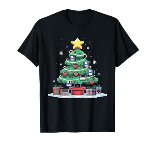 Tech programming retro gaming arbre de noël geek hommes femmes t-shirt