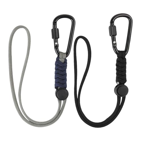 weryerker 2pcs Paracord Keychain Lanyard with Aluminum Alloy Clip, Small Accessories Organizer for Daily Use, Travel and Outdoor(Black + Gray)