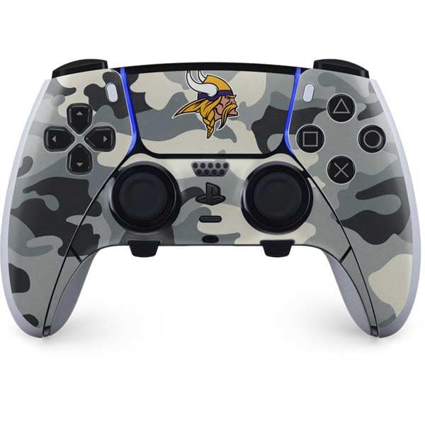Skinit Decal Gaming Skin Compatible with PS5 DualSense Edge Pro Controller - Officially Licensed NFL Minnesota Vikings Camo Design