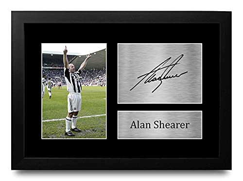 Idée cadeau football Newcastle avec la signature imprimée d'Alan Shearer A4