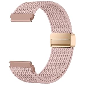 Mastten 22mm Nylon Sport Elastisch Geflochten Magnet Watch Armbänder Kompatibel mit Venu 3 2/Forerunner 255 265/Vivoactive 4 Armband - Amazfit Balance Armband, 22mm Uhrenarmband für Damen Herren,Rosa