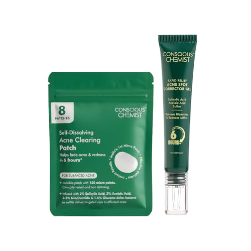 Image of Conscious Chemist Acne Care Duo | Spot Corrector Gel & Microneedle Acne Patches | Helps Improve Skin Clarity | With 2% Salicylic Acid, 2% Azelaic Acid & 3.3% Niacinamide | For Oily & Acne-Prone Skin | Pack of 2