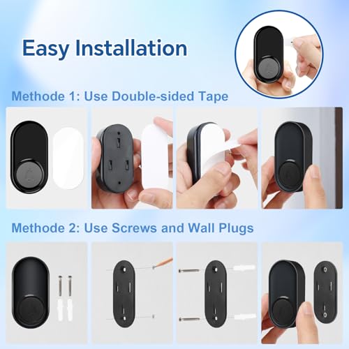 Wireless Doorbell, Waterproof Plug in Doorbell Kit Operating at 1300ft Range with 58 Chimes/5 Volume Levels/Flash Light for Home, Office and Garden (1 Receiver & 1 Transmitter) - Image 5