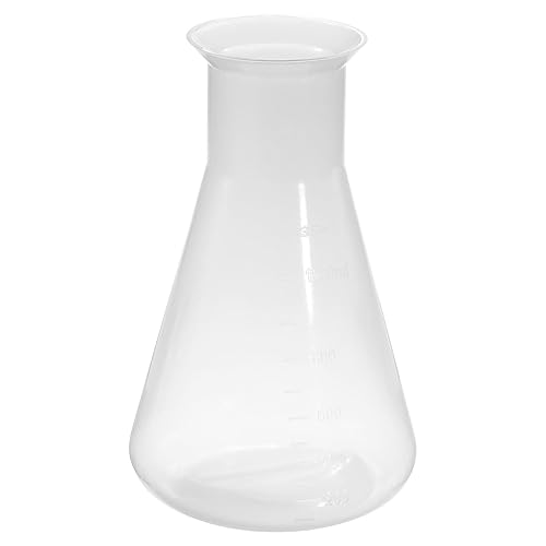 PATIKIL Frasco Erlenmeyer de plástico de 33.8 fl oz, 1 paquete de frasco cónico de boca ancha para laboratorio, transparente