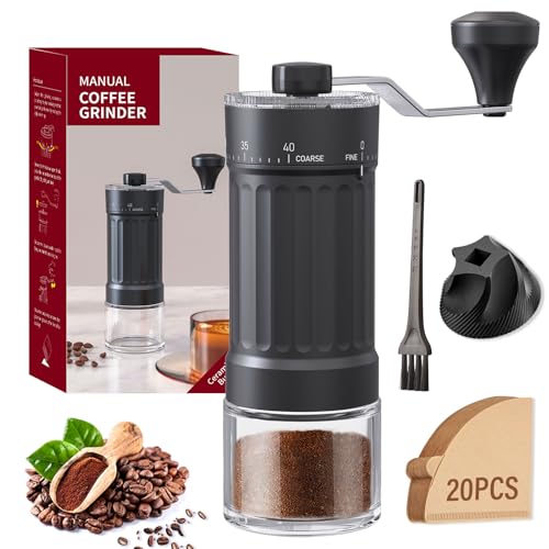 Consejos para Comprar Molinillos de café que Puedes Comprar On-line. 42 KIROGILY Molino de Cafe Manual con Muela Abrasiva Cerámica,Molinillo de Café 40 Ajustes Ajustables,Moledor de Cafe con Filtro Papel para Café,Coffee Grinder Portátil Ideal uso...