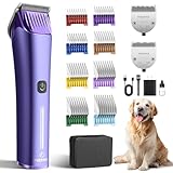 FuzzyFix Professional Dog Grooming Clipper with Replacement Blade, 5-in-1 Adjustable Blade Cordless Pet Grooming Kit 2 Speed Trimmer Hair Shaver with Detachable Metal Combs Nova for Animal Horse