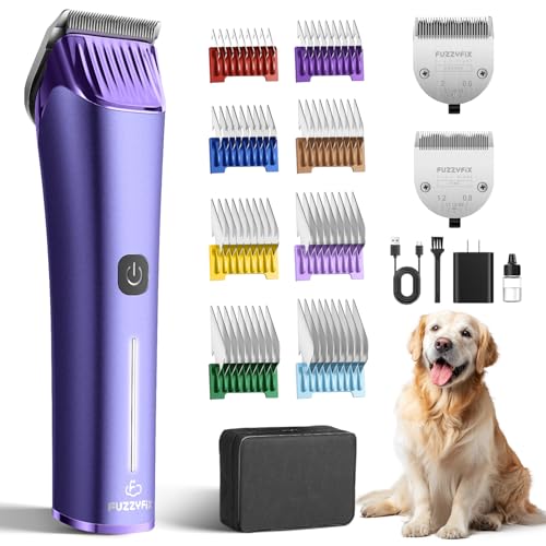 FuzzyFix Professional Dog Grooming Clipper with Replacement Blade, 5-in-1 Adjustable A5 Blade Cordless Pet Grooming Kit 2 Speed Trimmer Hair Shaver with Detachable Metal Combs Nova for Animal Horse