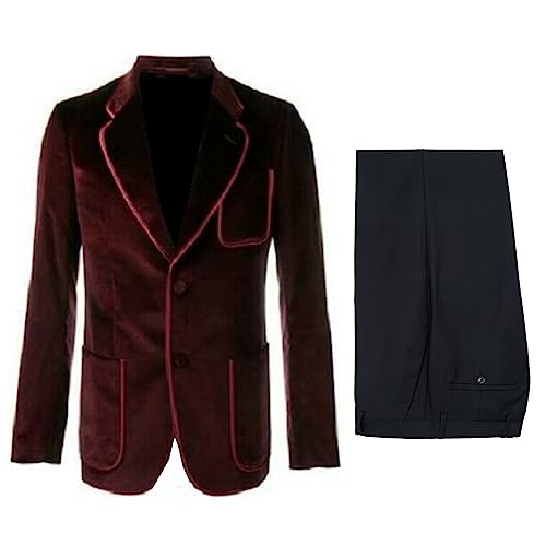 Costume veste velours homme pantalon noir tenue de soirée chic et de banquet