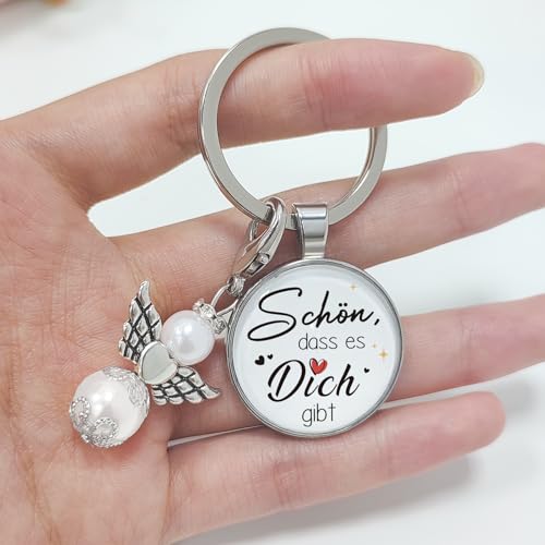 Happirra Geschenke für Frauen Freundin, Geburtstagsgeschenk für Frauen, Schutzengel Schlüsselanhänger Beste Freundin Geschenke, Kleine Weihnachtsgeschenke Frauen Freundin- Schön dass es Dich gibt