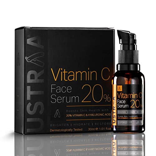 Ustraa Bright Skin Combo - 20% Vitamin C Face Serum with Hyaluronic acid 30ml & Night Cream with Niacinamide 50g, Dermatologically Tested For Skin... - Image 2
