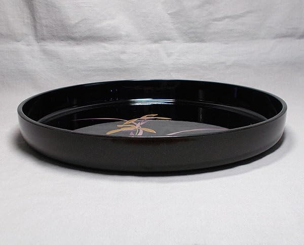 Amazon.co.jp: レトロ合成漆器 本塗り 隆峰 菖蒲の花 丸盆 33cmお盆 丸