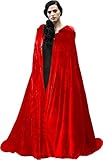 HOMELEX Black Witch Velvet Cloak Halloween Maleficent Hooded Cape Queen King Robe Outfit Renaissance Medieval Costume