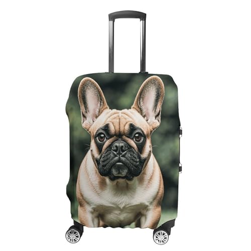 Travel Luggage Cover Elastic Suitcase Protector Anti-Scratch Washable Long Ears French Bulldog Luggage Sleeve Tsa Approved Carry on Covers Baggage Cover Fits 18-32 Inch Luggages