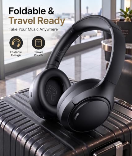 Image of Hybird Active Noise Cancelling Bluetooth 6.0 Headphones Wireless Over Ear Headphones with 45dB ANC 120H Playtime Hi Res Audio Sound 6 Mic ENC Transparency Mode Comfortable Fit for Travel Workout Work