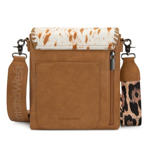 Image of Montana West Crossbody Bags for Women with Dual Compartments Western Cross Body Purse with Leopard Print Guitar Strap