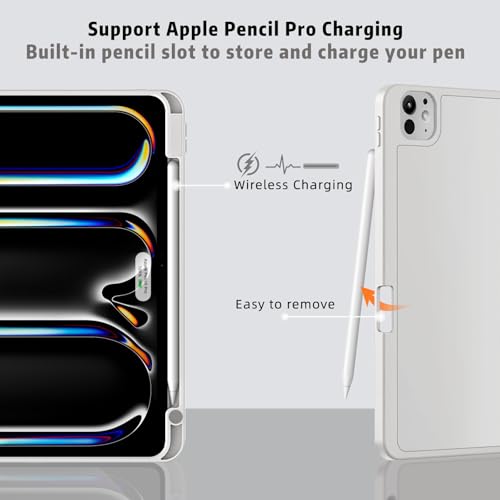 Yuloigan Compatible with iPad Pro M4 11 Inch Case 2024 with Pencil Holder, Slim Smart Protective Cover Supports Pencil Pro Charging, for iPad Pro 11 Inch m4 Case 5th Generation, Gray - image 3