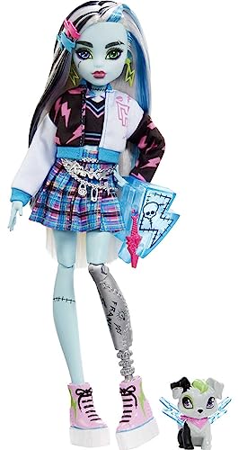 Niñas, Toy Monster High, Muñeca Frankie Stein, con Vestimenta de Moda y Accesorios, Edad 4 Años en Adelante, Juguete para Niñas