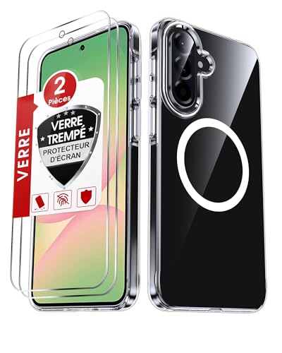 LeYi Coque Ne Jaunit Jamais Ultra-Mince pour Samsung Galaxy A56 / A36 5G, avec 2 Verre Trempé,...