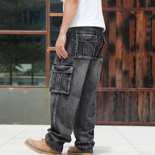 Big and Tall Men Jeans Baggy Cargo Denim Pants Vintage Washed Y2k Trendy Jeans Multic Pocket Comfy Stretch Streetwear4