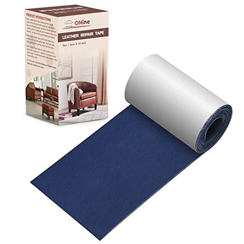 Image of ONine Leather Repair Patch, 3 x 60 Inches for Furniture, Vinyl Repair Kit, Couch Patch for Sofas, Car Seats, Office Chairs (Blue #2)