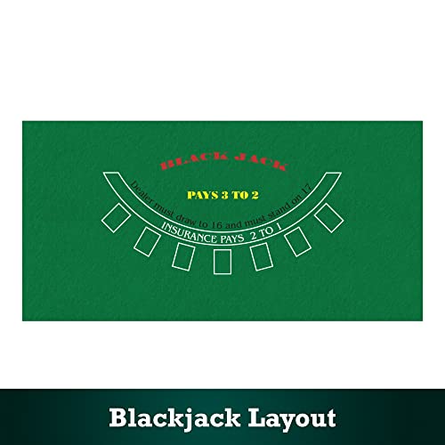 Sterling Games Blackjack And Craps Felt Layout, 72" X 36" Double Sided Mat For Casino Style Home Gaming Table Top Cover Cloth Mat #TOP6
