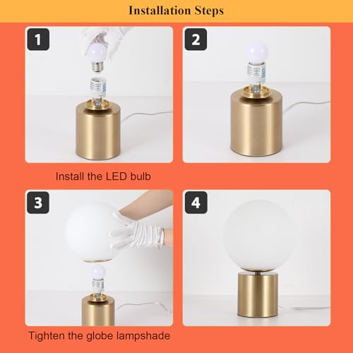 Table Lamp Nightstand Lamp Desk Lamp Gold White Glass - Image 8