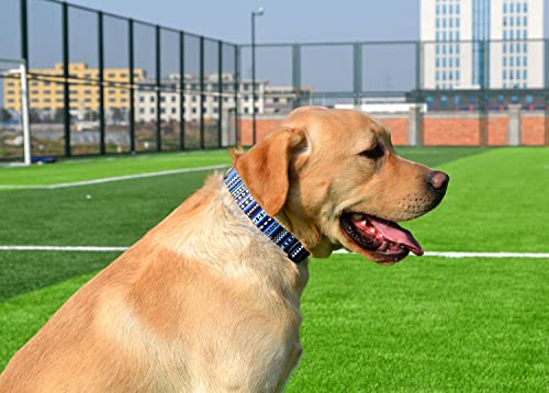 Mihqy Hundehalsband, Verstellbares, Weich & Komfort Hunde Halsband, Böhmisches, Blumen, geometrisches, Stammes Design, für Kleine, Mittlere und Große Hunde(Böhmisches Blau,M)