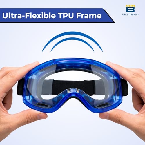 Image of Premium Adult Motocross Dirt Bike Racing, Cycling Goggles - Transparent Lens, Adjustable Strap with Extra Back Padding for Comfort