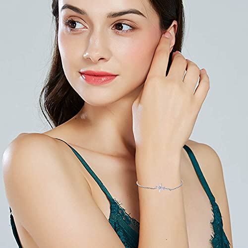 925 Sterling Silver Breast Cancer Awareness Bracelet Cross Pink Ribbon Bracelet Breast Cancer Survivor Gifts for Women2