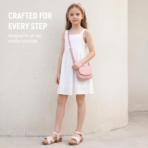 Image of Girls Sandals Wedge Platform Open Toe Sandals Ankle Strap Summer Heels Dress Shoes for Little Big Kid