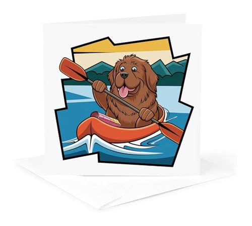 3dRose Newfoundland Puppy Kayaking Greeting Card