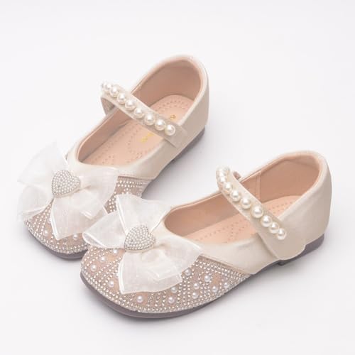Girls Ballerina Dress Shoes with Bow Glittler Flower Wedding Party Princess Mary Jane Flats for Toddler/Little Kid 5