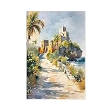 Lienzo decorativo para pared, diseño de playa de Tulum, México, 40 x 60 cm